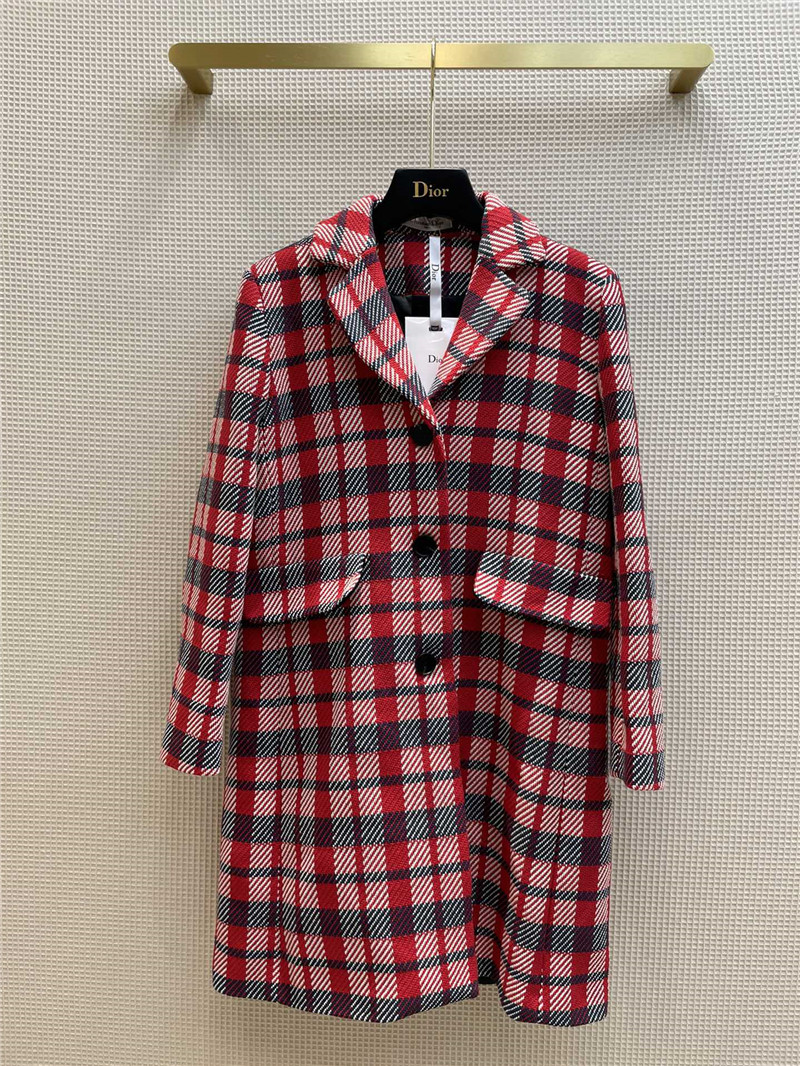 dior red diamond wool coat