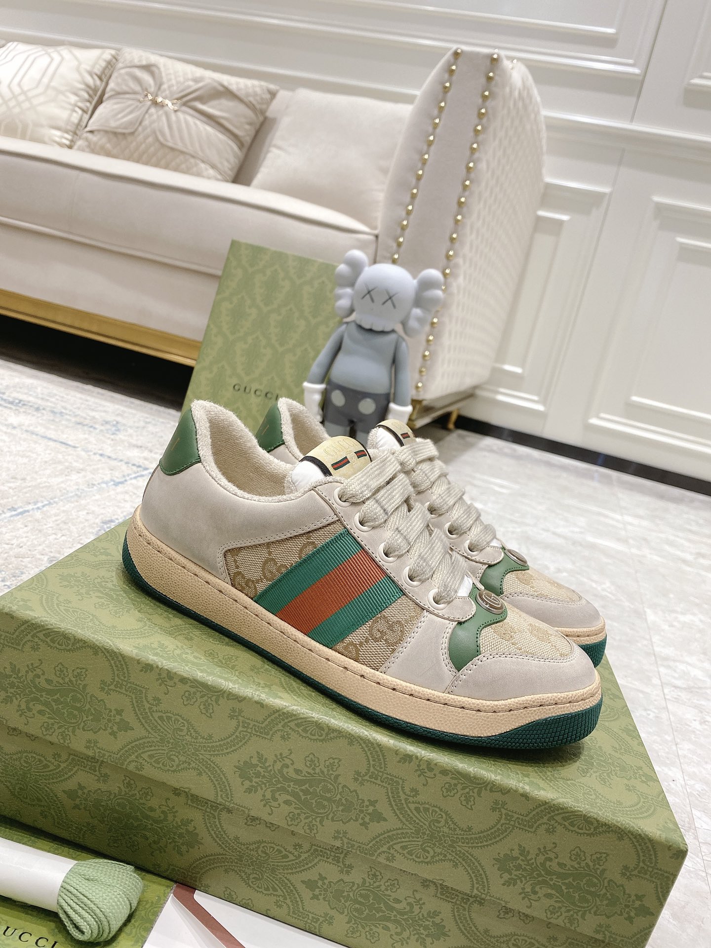 Newly upgraded Gucci dirty shoes for couples GG series distressed and casual Gucci A - Image 2