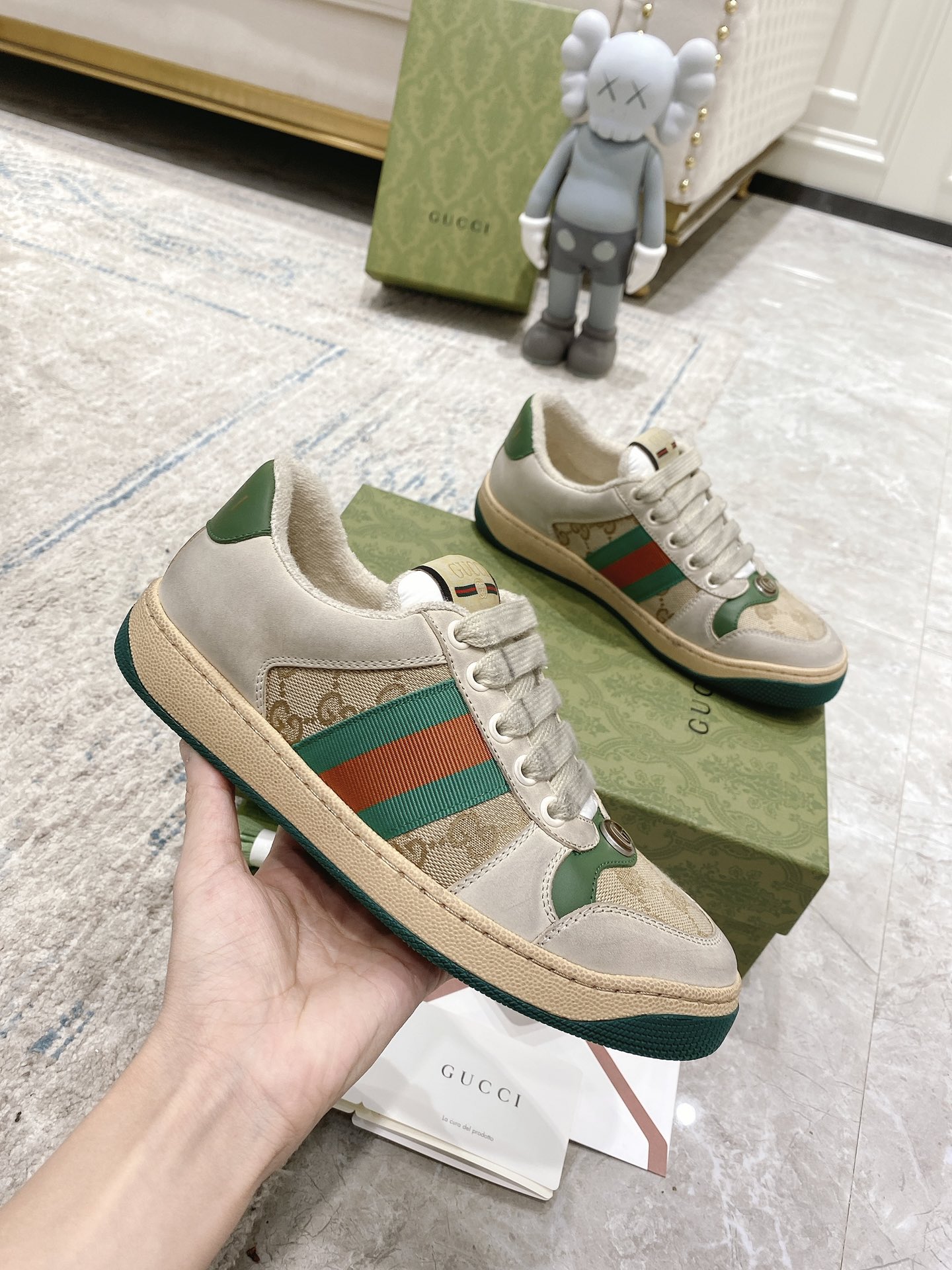 Newly upgraded Gucci dirty shoes for couples GG series distressed and casual Gucci A - Image 6