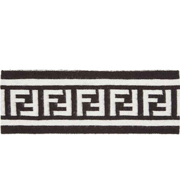 Fendi FF Wool Jacouard Knit Headband (White)