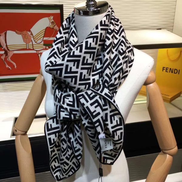 Fendi FF Jacquard Cashmere Silk Scarf