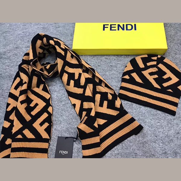 Fendi FF Scarf Multicolor Wool And Viscose Shawl(Brown)
