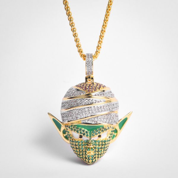 FREE SHIPPING 14K Gold Iced Piccolo Pendant