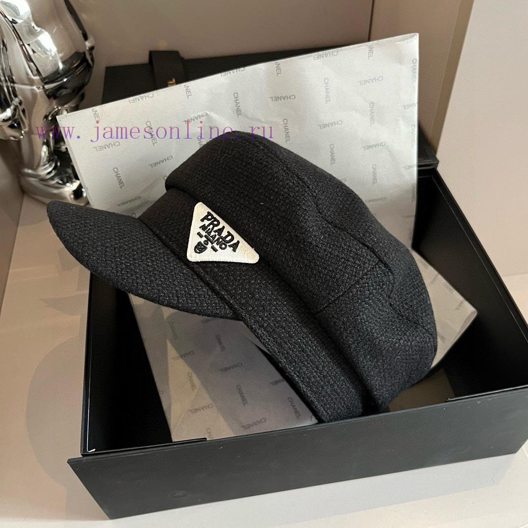 PRADA's new canvas duckbill military cap, black and white, with a head circumference of 57cmhovqvua3 - Image 4