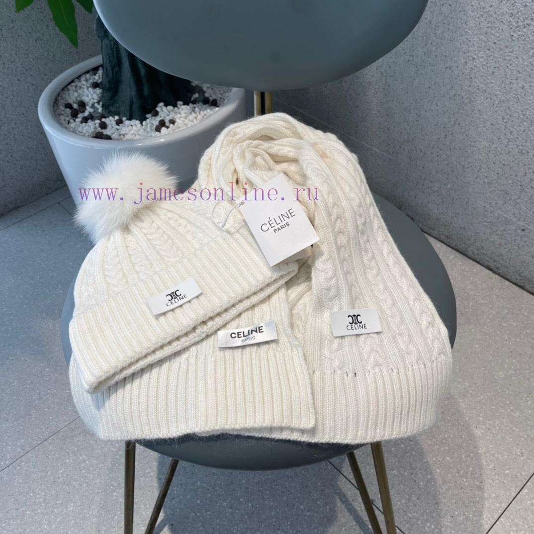 Celine wool set hat paired with fox wool ball classic set hat scarf warm and super comfortab1mqs1c3e - Image 7