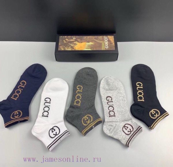 Gucci G's new short socks: a box of five pairs of pure cotton material, jacquard Gucci lettefltvsgzn