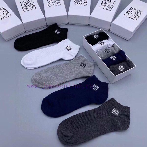 LOEWE Men's Short Socks - One Box of Five Pair Delivery Original Box with Roc Jacquard Classzw0rwfnf