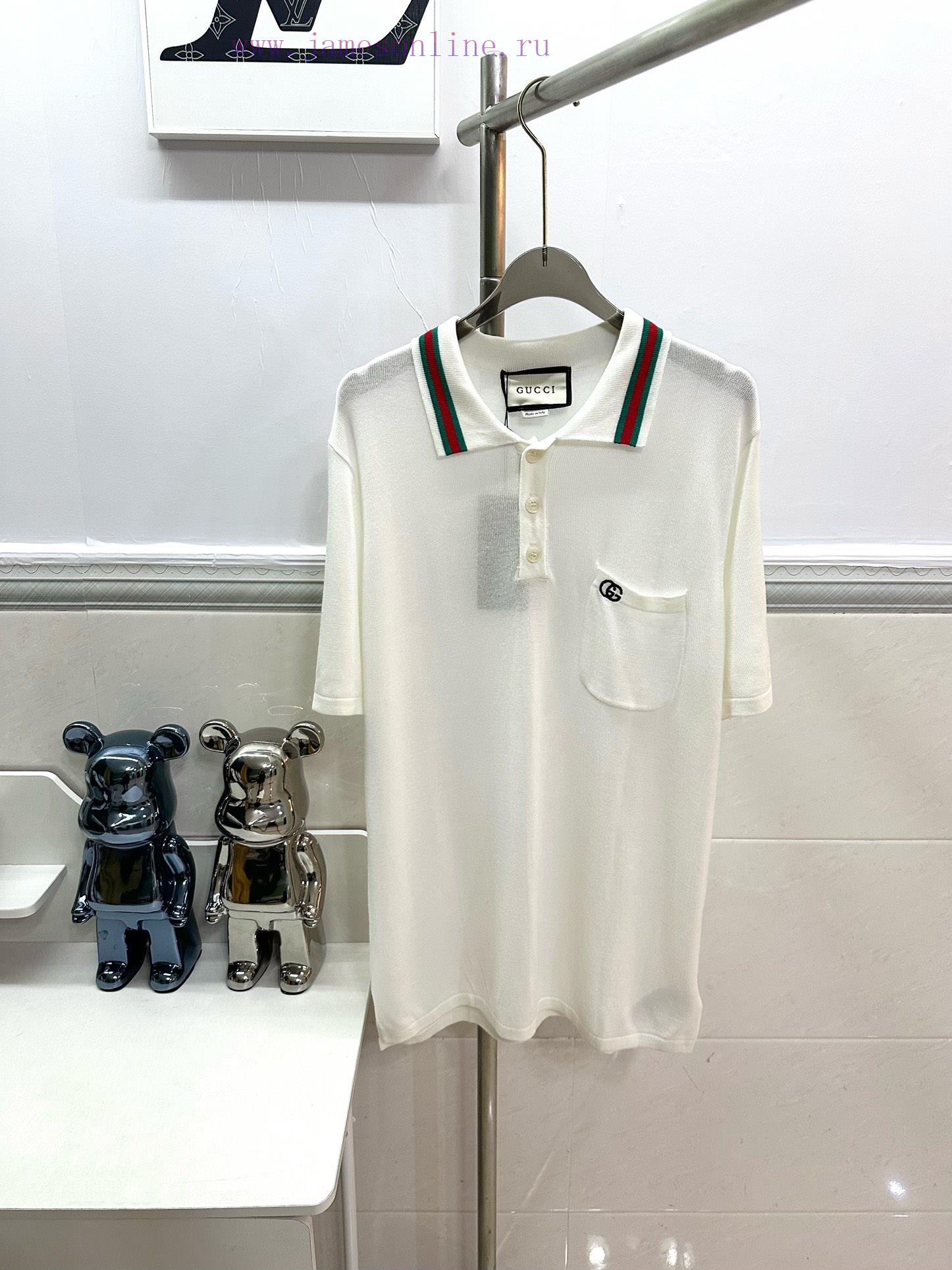 Style number R017Gucci Double G Embroidered Pocket Flip Collar Polo Shirt Short Sleeve T-shi kqhs0hxh - Image 2