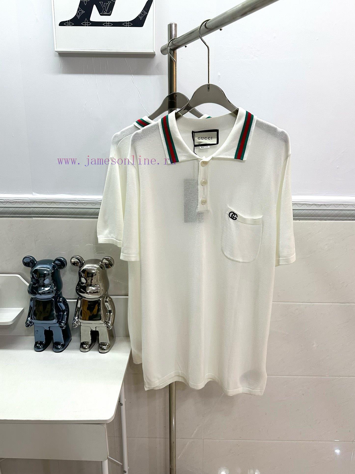 Style number R017Gucci Double G Embroidered Pocket Flip Collar Polo Shirt Short Sleeve T-shi kqhs0hxh - Image 4