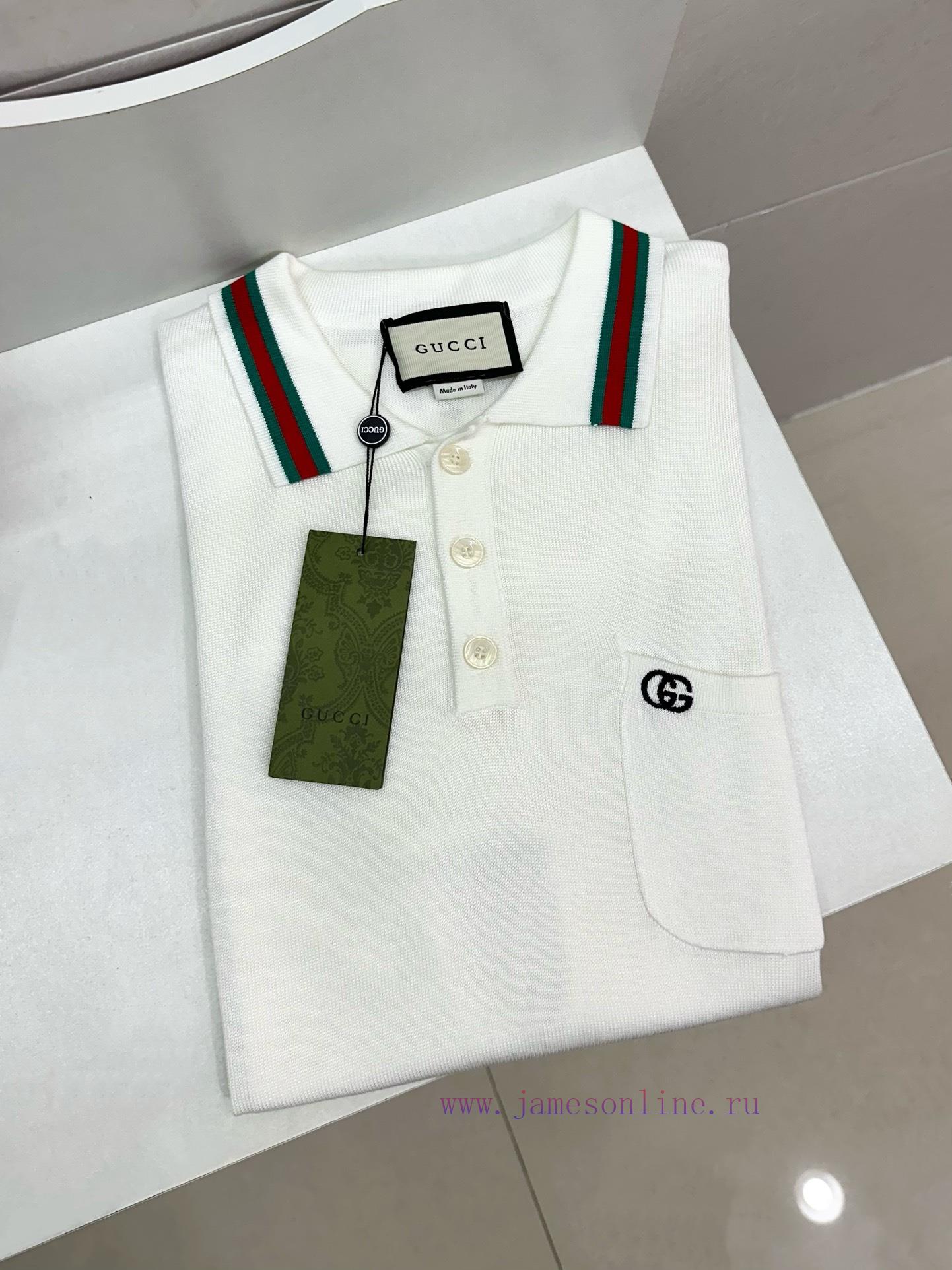 Style number R017Gucci Double G Embroidered Pocket Flip Collar Polo Shirt Short Sleeve T-shi kqhs0hxh - Image 6