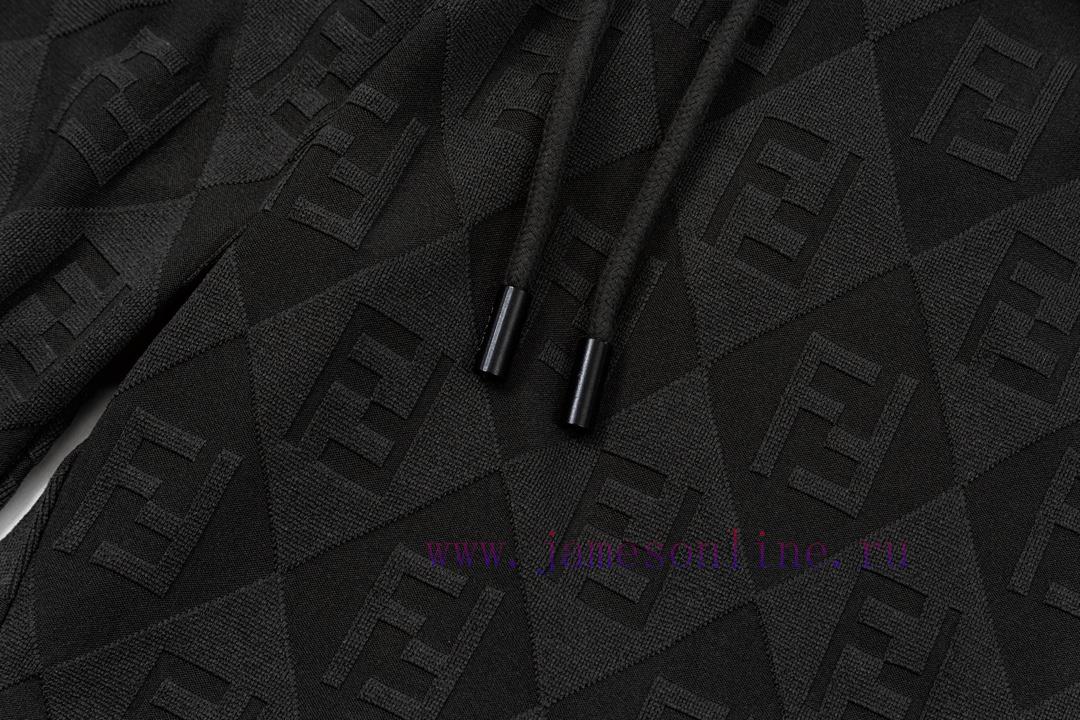 ️ FENDI Double FF Diamond Grid Jacquard Towel Pants Elastic2025SS new knitted shorts, cust ldakaiqn - Image 4