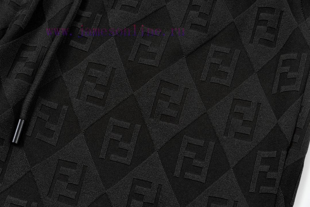️ FENDI Double FF Diamond Grid Jacquard Towel Pants Elastic2025SS new knitted shorts, cust ldakaiqn - Image 6