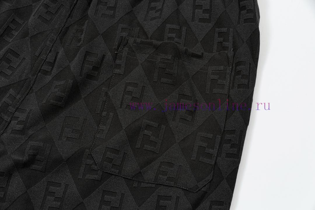 ️ FENDI Double FF Diamond Grid Jacquard Towel Pants Elastic2025SS new knitted shorts, cust ldakaiqn - Image 8