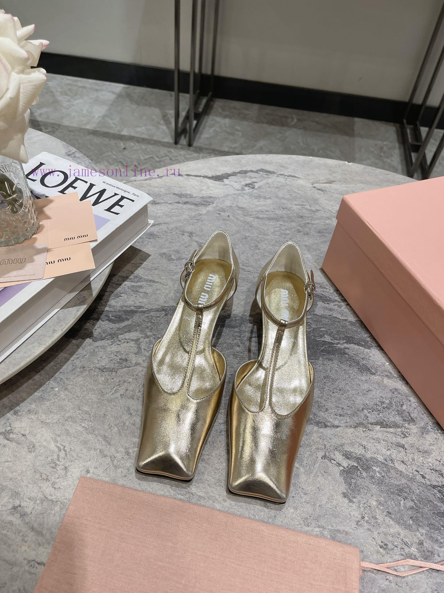 MIU MIU 24 Spring/Summer New Collection Retro Square Head Thick Heel Cool DragSimple yet claxi4chvqg - Image 2