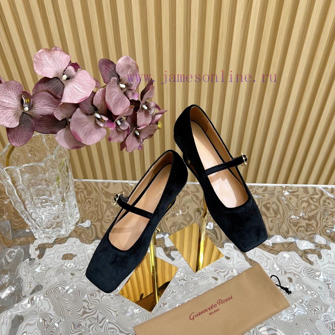 Gianvit Ross 2024 Early Spring Synchronized New Mary Jane Velvet Single Shoe is a delicate ybcy9ab25 - Image 2