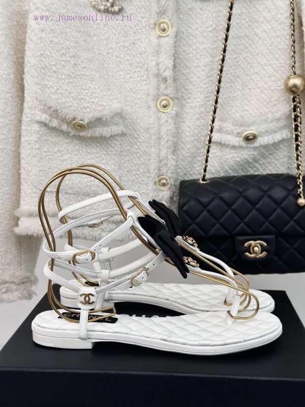 Chanel | Chanel 24P New ProductFlat bow camellia sandalsThe shoe upper is made of imported sbervqyad
