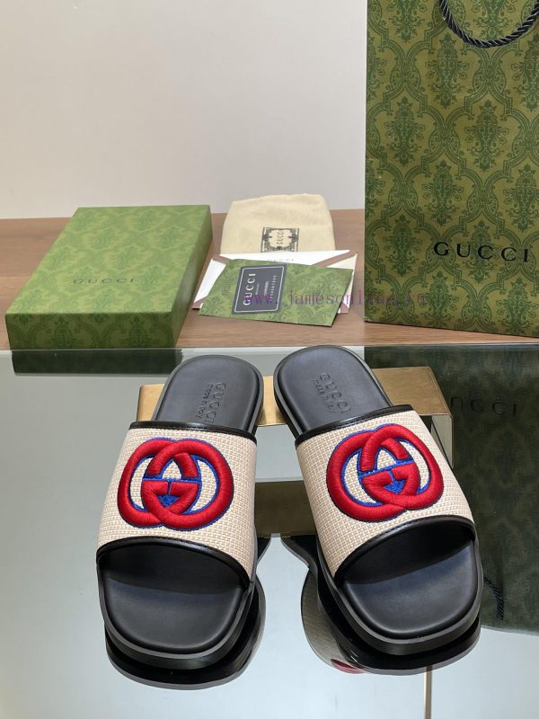 2024 Gucci Lido Series Hot selling Men's Embroidered G G Sandals Summer Interlocking Double fgr2paff