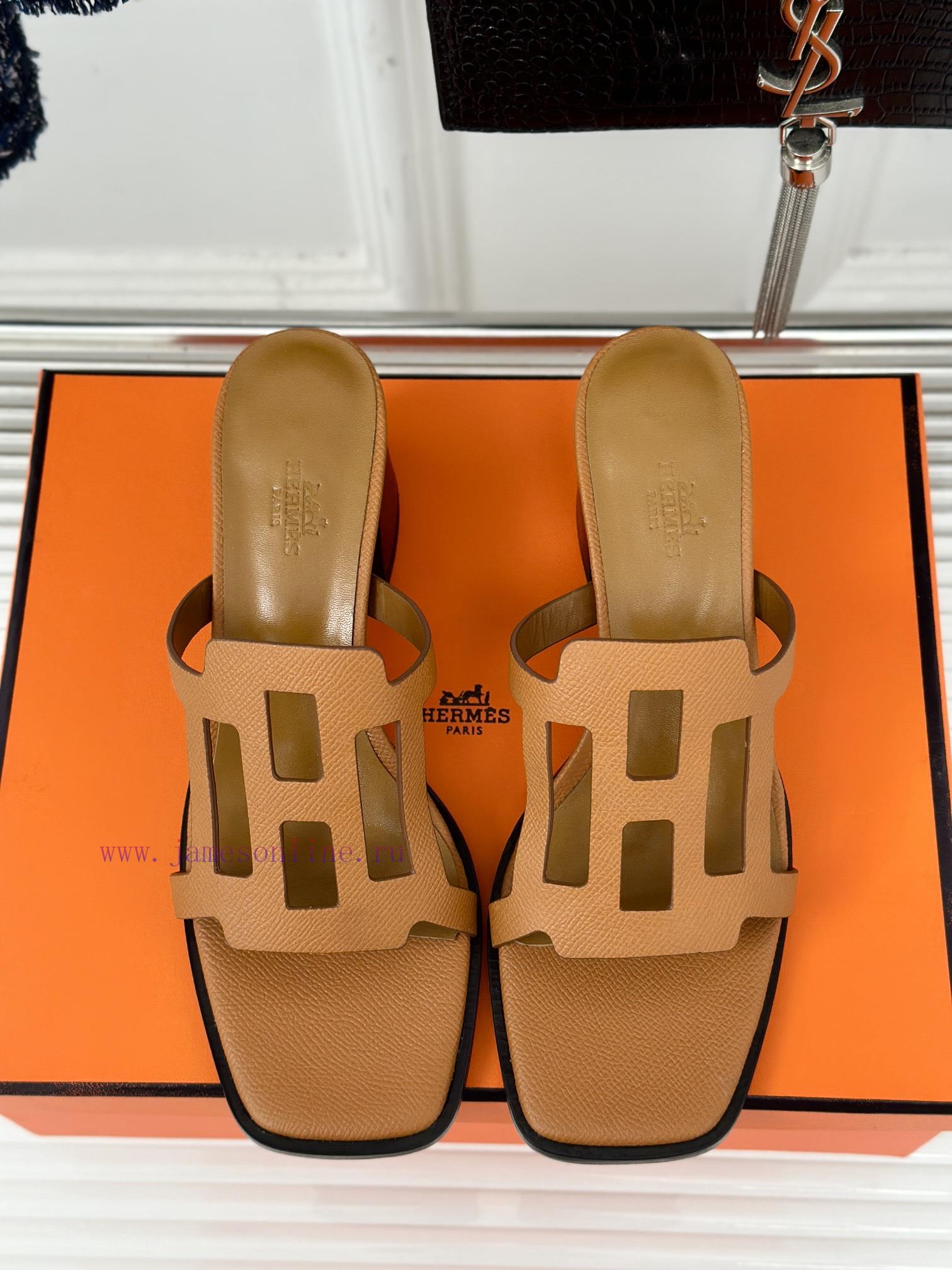 Herm è s/Herm è s Classic Hollow H Thick Heel SlippersExtremely retro design with a strong ec4lfyap4 - Image 5