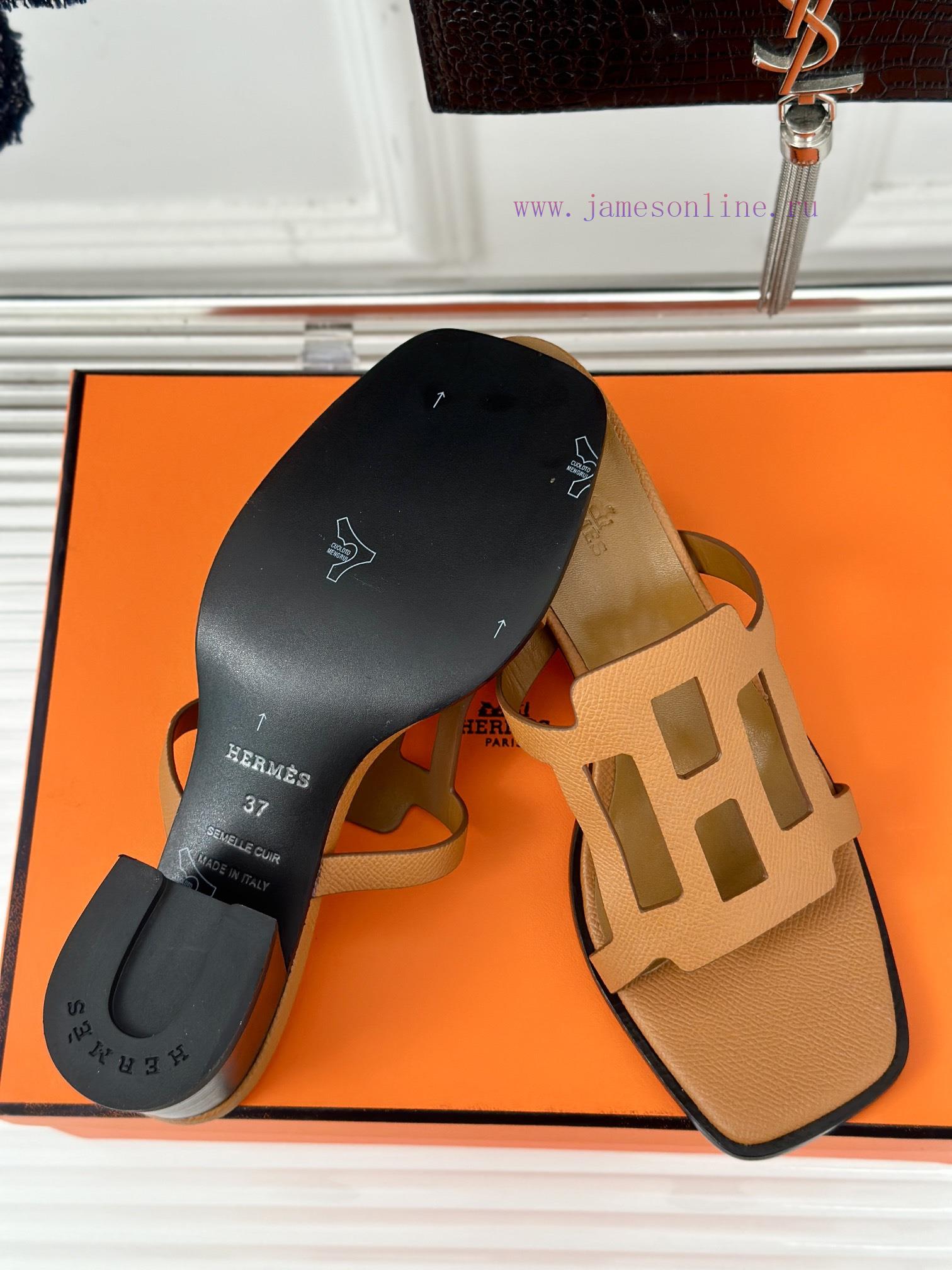 Herm è s/Herm è s Classic Hollow H Thick Heel SlippersExtremely retro design with a strong ec4lfyap4 - Image 10