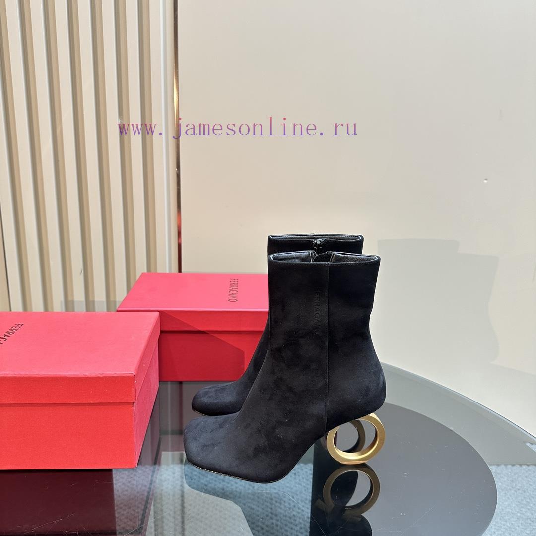 FERRAGAMO square toe fashion bootsUnique sculptural heel with same tone finish, adorned withwb56aqkz - Image 2