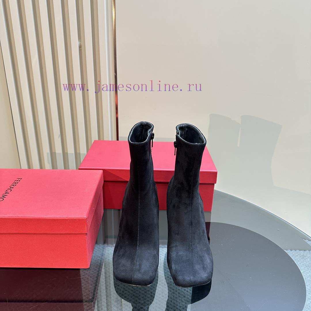 FERRAGAMO square toe fashion bootsUnique sculptural heel with same tone finish, adorned withwb56aqkz - Image 3