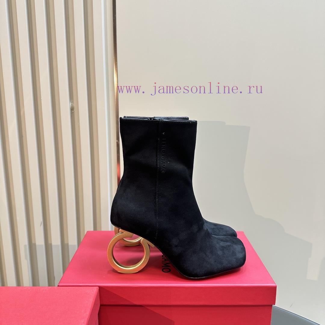 FERRAGAMO square toe fashion bootsUnique sculptural heel with same tone finish, adorned withwb56aqkz - Image 6