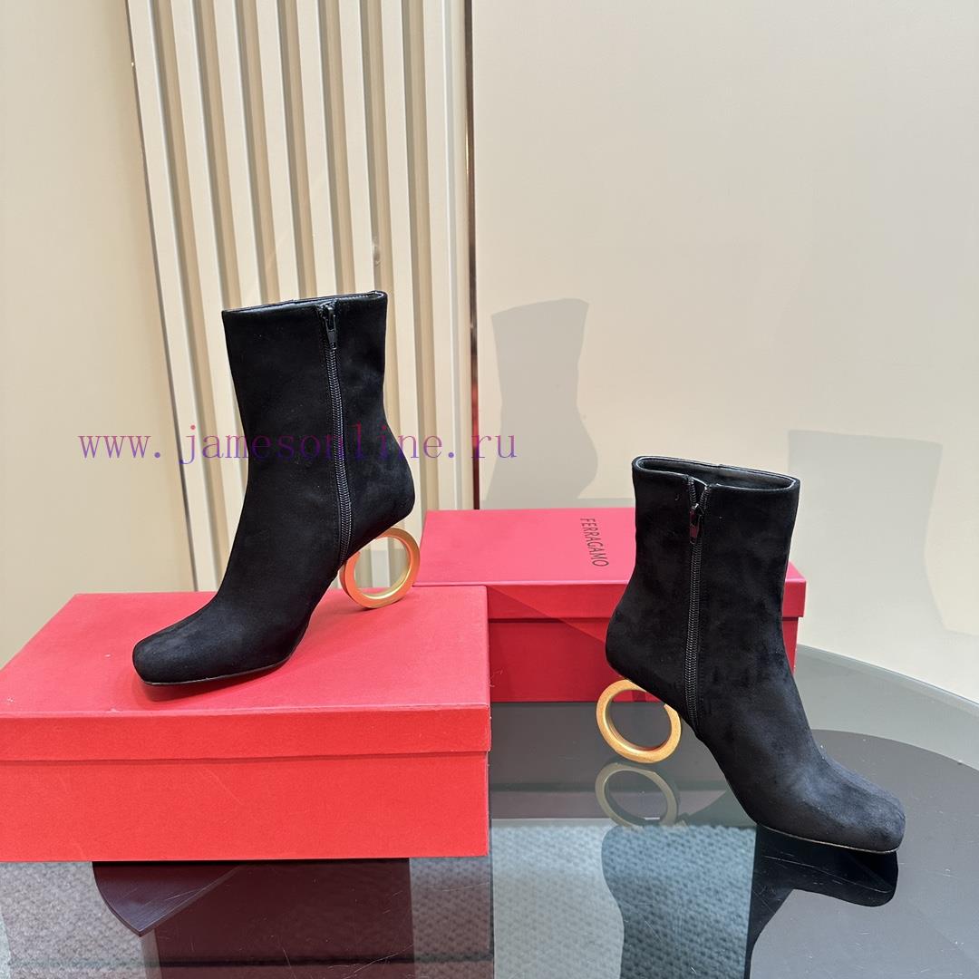 FERRAGAMO square toe fashion bootsUnique sculptural heel with same tone finish, adorned withwb56aqkz - Image 7