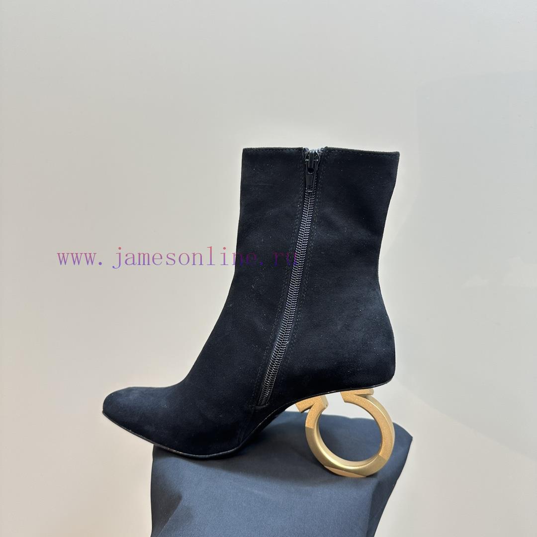 FERRAGAMO square toe fashion bootsUnique sculptural heel with same tone finish, adorned withwb56aqkz - Image 10