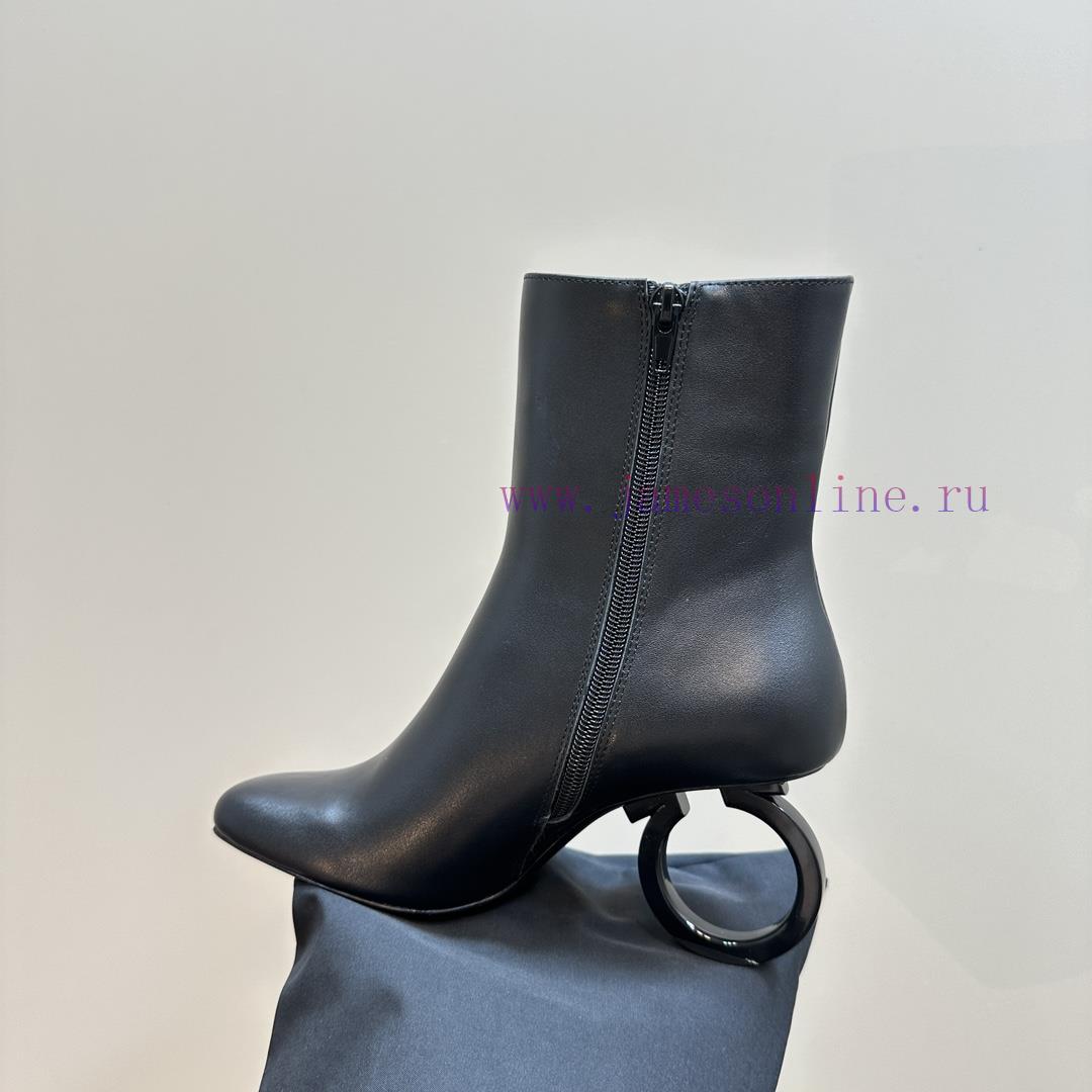 FERRAGAMO square toe fashion bootsUnique sculptural heel with same tone finish, adorned with4k6olgft - Image 10