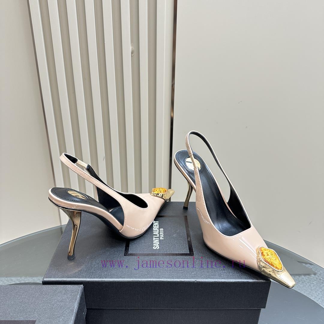YSL Saint LaurentSS2024 New Product Metal Head Big Gemstone Elegant and Atmospheric High Hee95x3u4t0 - Image 6