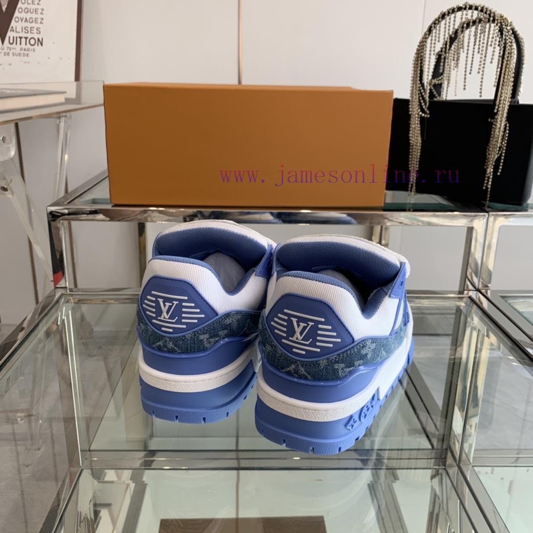 Louis Vuitton 2024 new denim LV Trainer chubby couple's bread shoes casual sports shoes boart1tk9me7 - Image 7