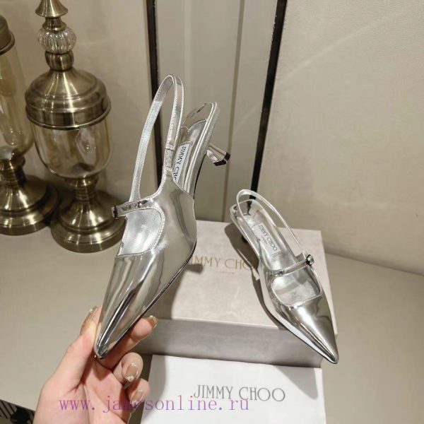 Jimmy Coo's new letter series single shoe sandalsColor Silver Black Naked◽ Original soft pate0ax5cd5