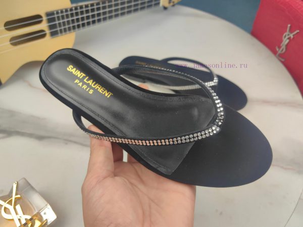 Saint Laurent flat soled diamond herringbone sandals, synchronized with YSL rhinestone slipp9jo9vm0b
