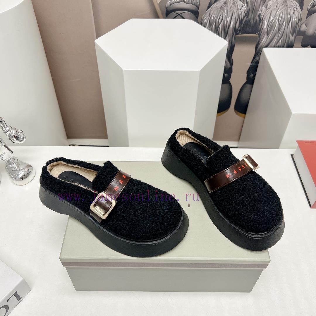 Top tierMARNI 2023 Autumn/Winter New CollectionCasual hairy single shoesCute and Warm Baby Sb5kwv7y8 - Image 3