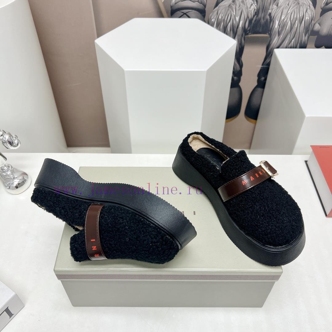 Top tierMARNI 2023 Autumn/Winter New CollectionCasual hairy single shoesCute and Warm Baby Sb5kwv7y8 - Image 9