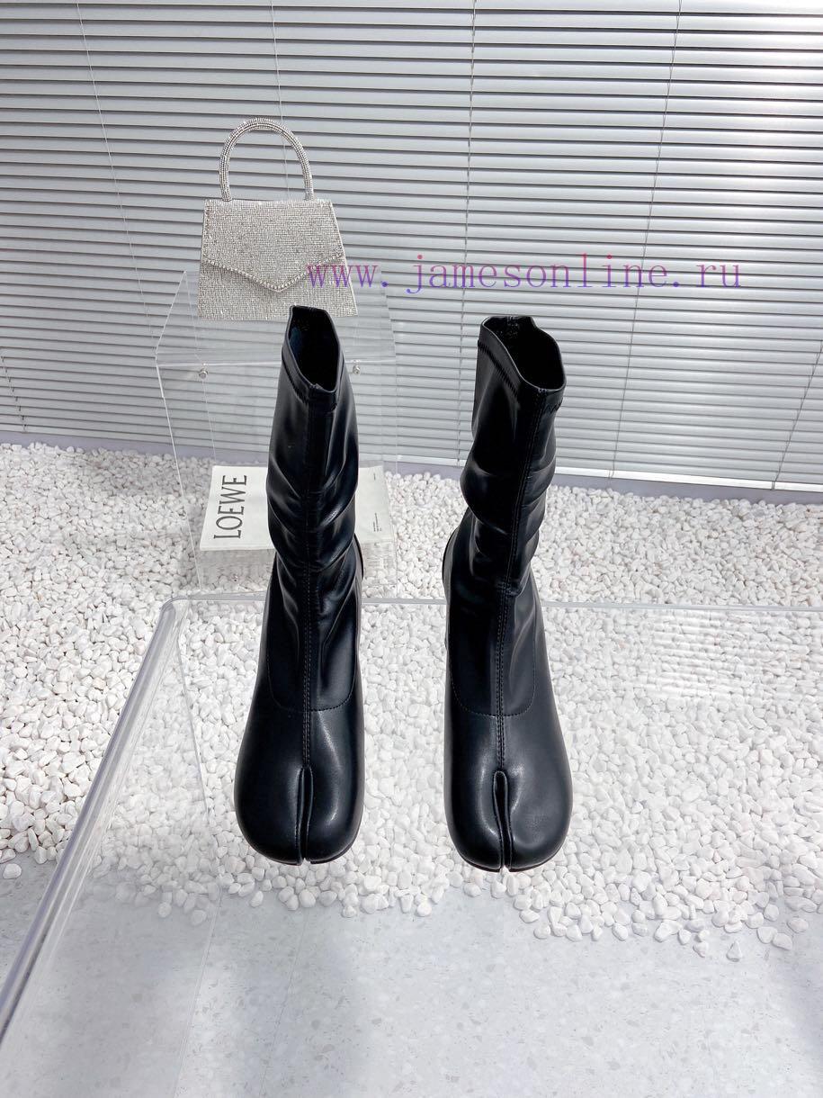 High qualityMaison Margiela MM6 new round heel pinch toe elastic boots and short bootsMateri3c2o5vld - Image 2
