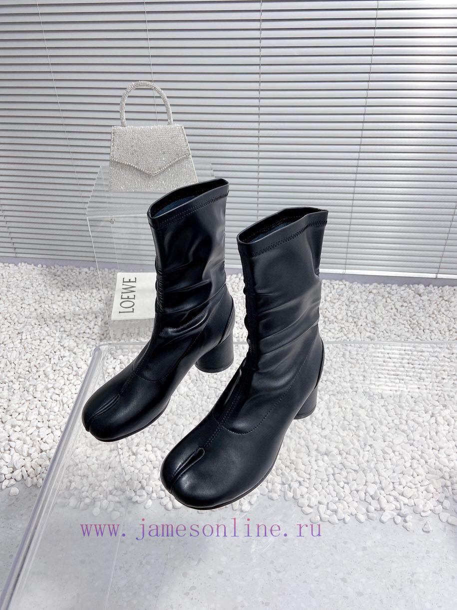 High qualityMaison Margiela MM6 new round heel pinch toe elastic boots and short bootsMateri3c2o5vld - Image 3