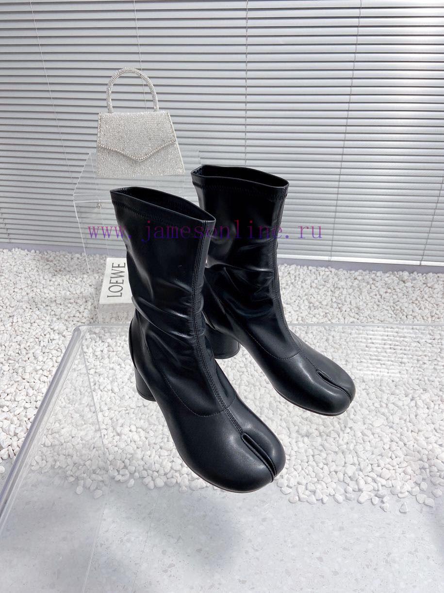 High qualityMaison Margiela MM6 new round heel pinch toe elastic boots and short bootsMateri3c2o5vld - Image 4