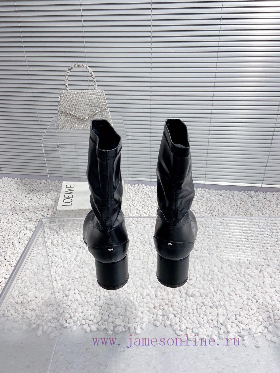 High qualityMaison Margiela MM6 new round heel pinch toe elastic boots and short bootsMateri3c2o5vld - Image 5