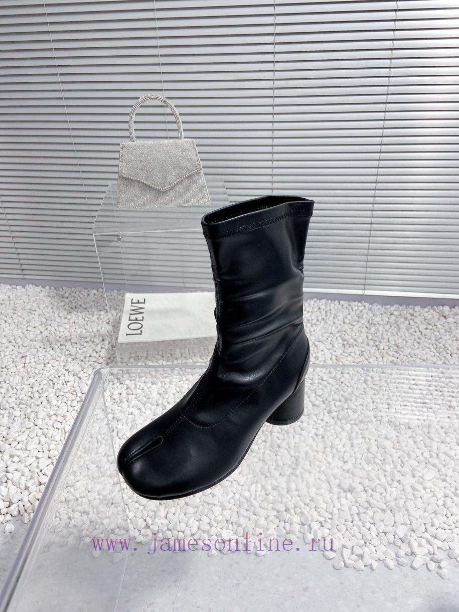 High qualityMaison Margiela MM6 new round heel pinch toe elastic boots and short bootsMateri3c2o5vld - Image 6