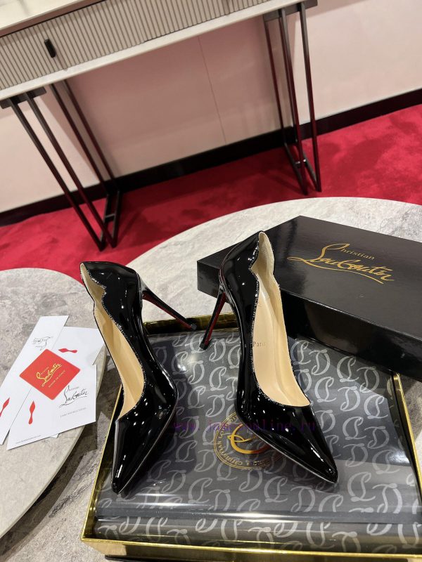 Classic Wave Shoes ∙ ꫛꫀ w ︎ ️Classic KATE series 10cm high heels, glossy patent leather brin323s8t03