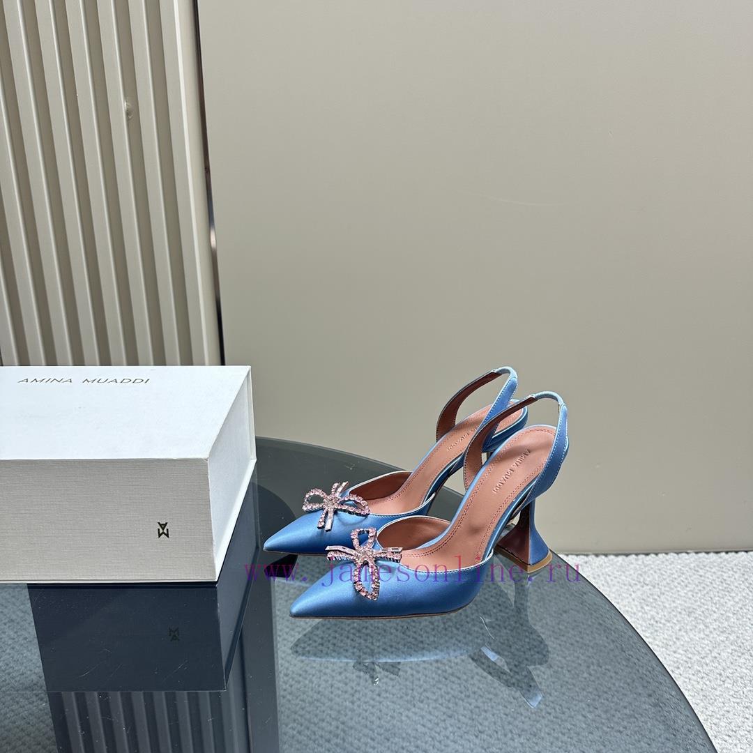 Amina Muaddi Sparkling Diamond Bow Beautiful Fashion ShoesAuthentic 11 Remastered Top Qualitr75p9378 - Image 2