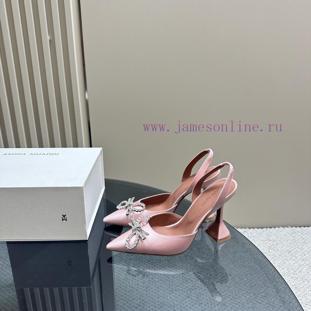Amina Muaddi Sparkling Diamond Bow Beautiful Fashion ShoesAuthentic 11 Remastered Top Qualitpjyrszud - Image 2
