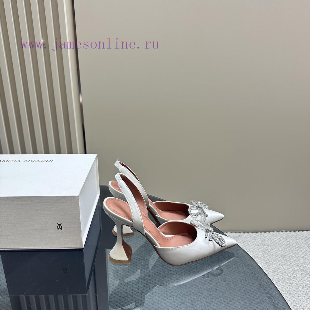 Amina Muaddi Sparkling Diamond Bow Beautiful Fashion ShoesAuthentic 11 Remastered Top Qualitkf1fpxbq - Image 4