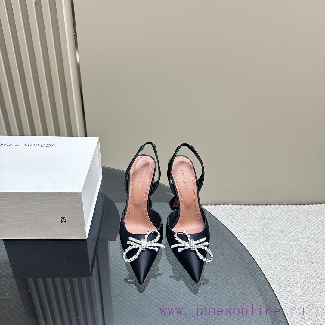 Amina Muaddi Sparkling Diamond Bow Beautiful Fashion ShoesAuthentic 11 Remastered Top Qualitqs20jwrm - Image 3