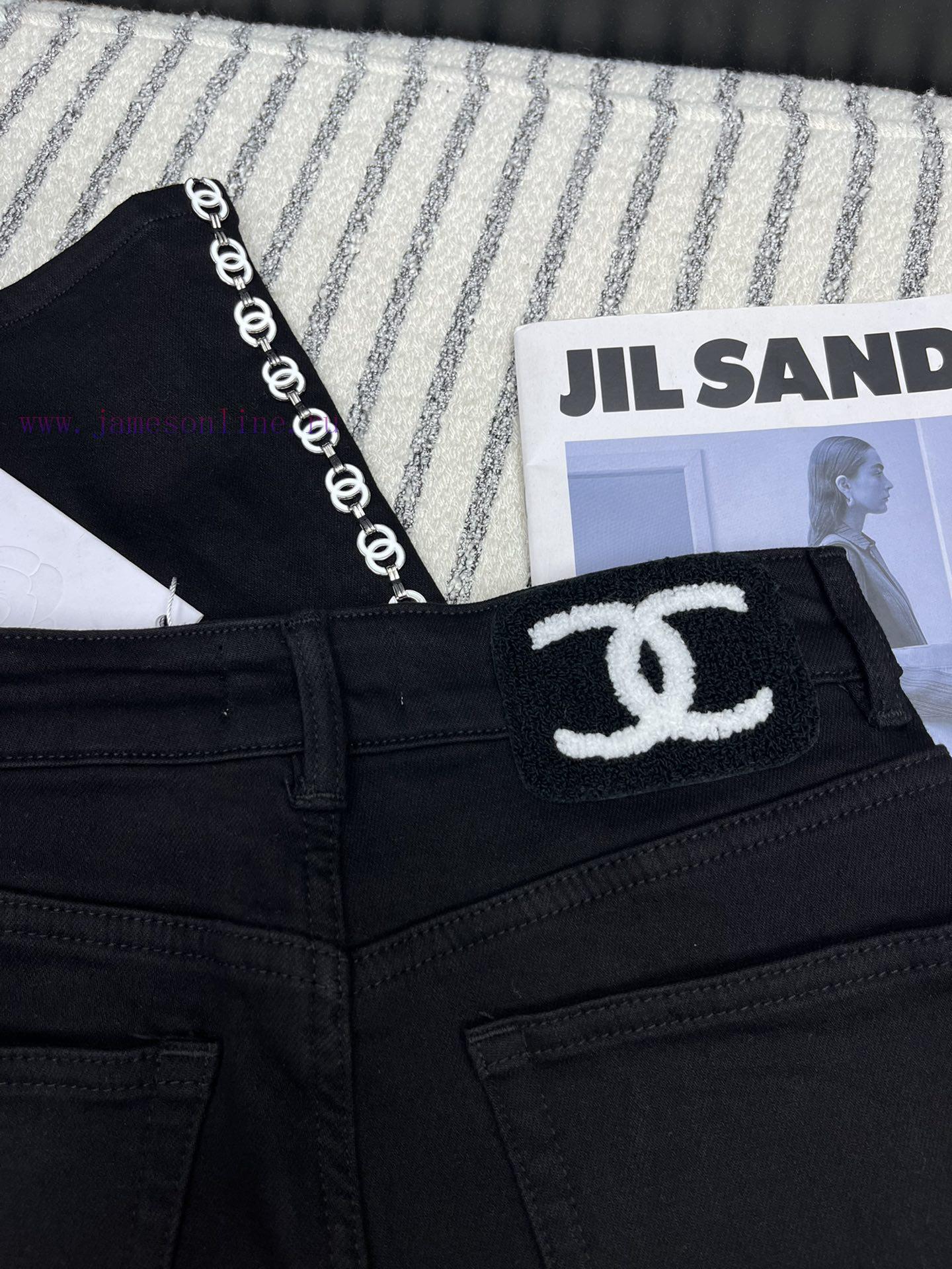 Full score Chanel * 24 autumn and winter metal chain decoration straight leg jeans mold cust tdyf0n7p - Image 9