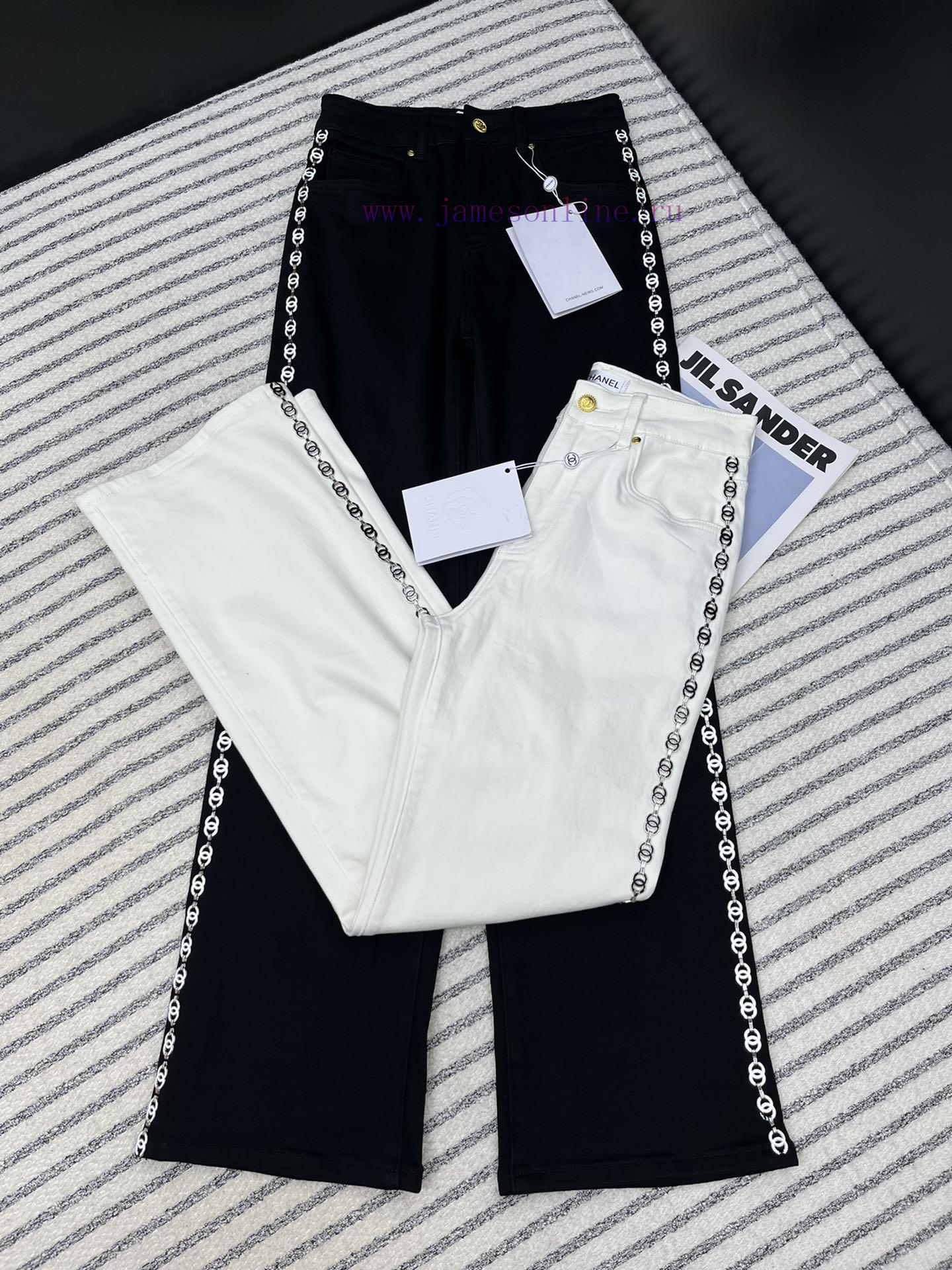 Full score Chanel * 24 autumn and winter metal chain decoration straight leg jeans mold cust tdyf0n7p - Image 10