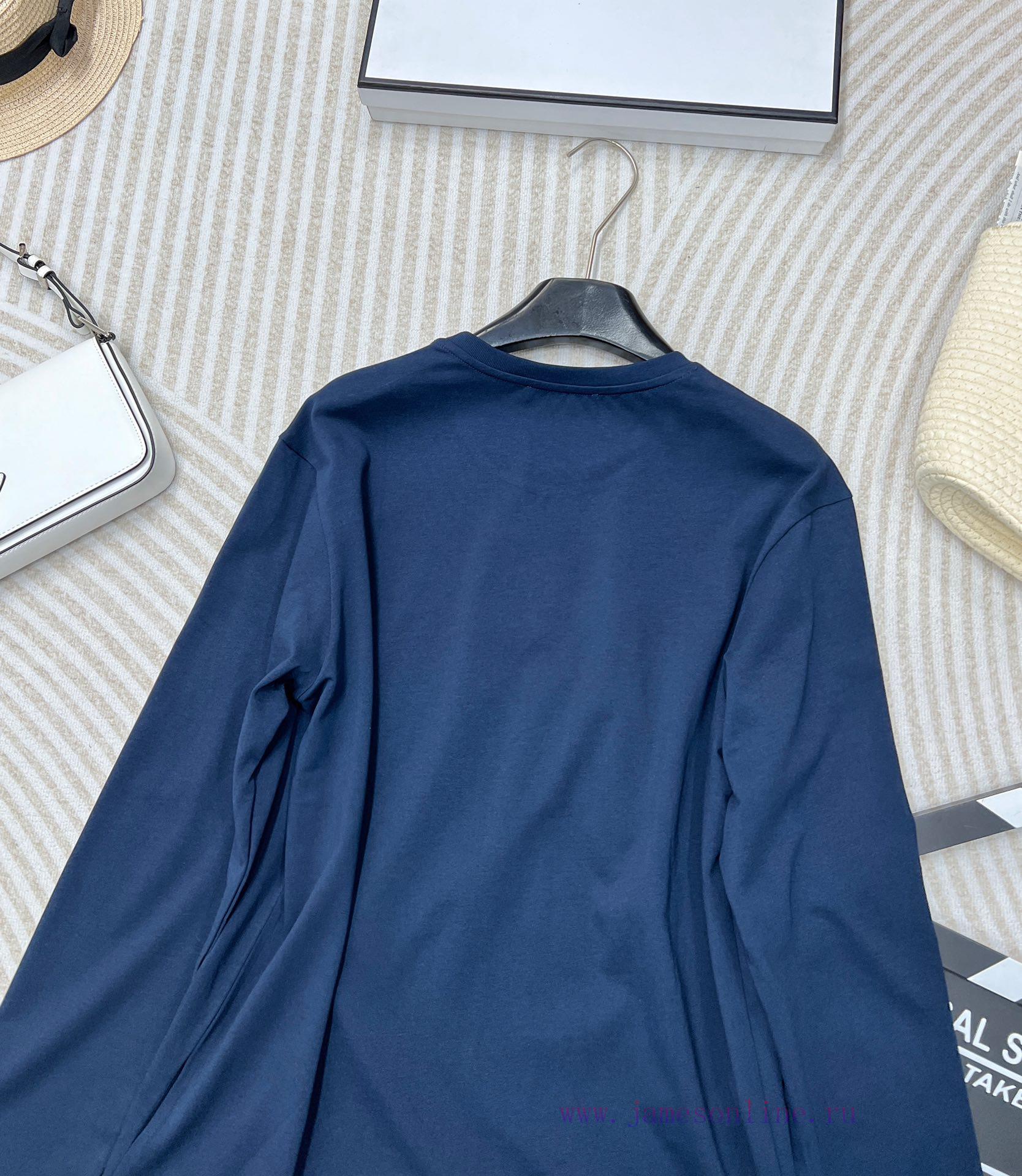 MIU Isetan Limited Edition Tibetan Blue Tone Long Sleeve T-shirtEmbroidered with contrasting hwzk6hvc - Image 11