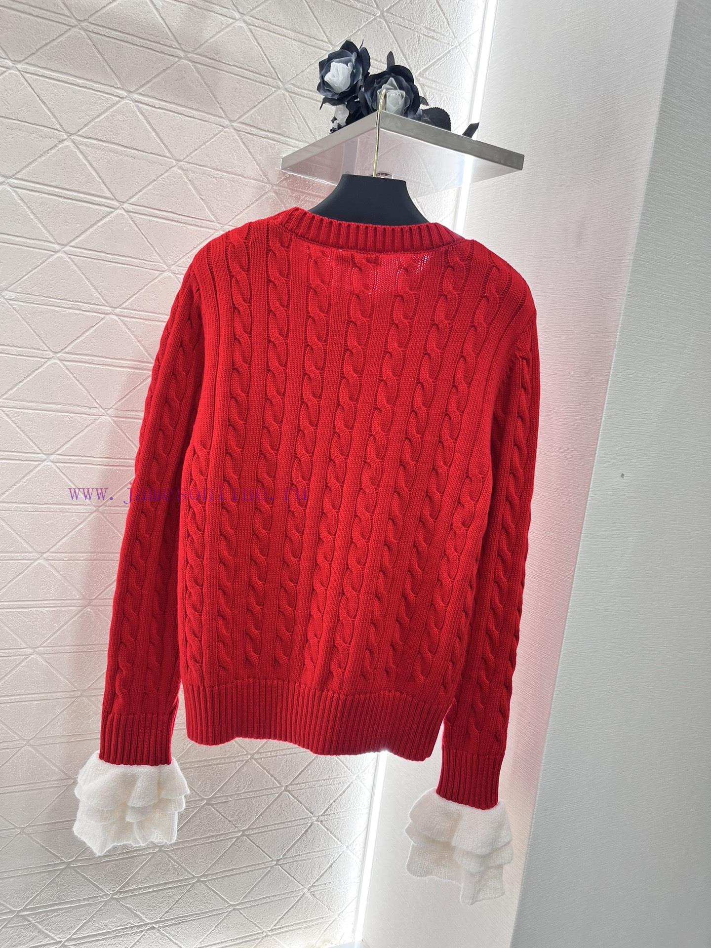 Valentino 2024 new product launchedFried Dough Twists knitting lace sleeve sweaterCustomized ewvyuf50 - Image 3