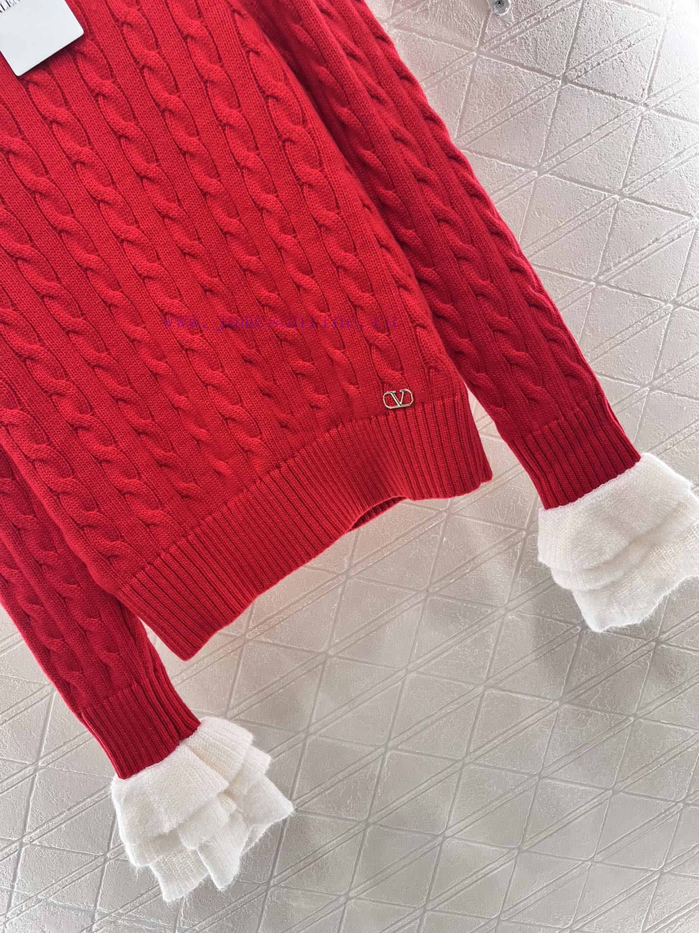 Valentino 2024 new product launchedFried Dough Twists knitting lace sleeve sweaterCustomized ewvyuf50 - Image 7